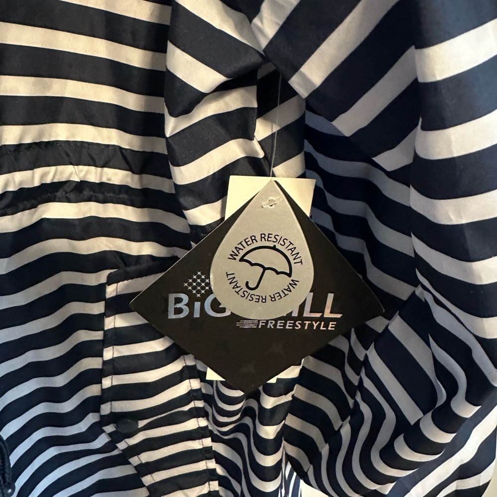Big Chill Woman’s Navy and White Striped Raincoat - Picture 2 of 16